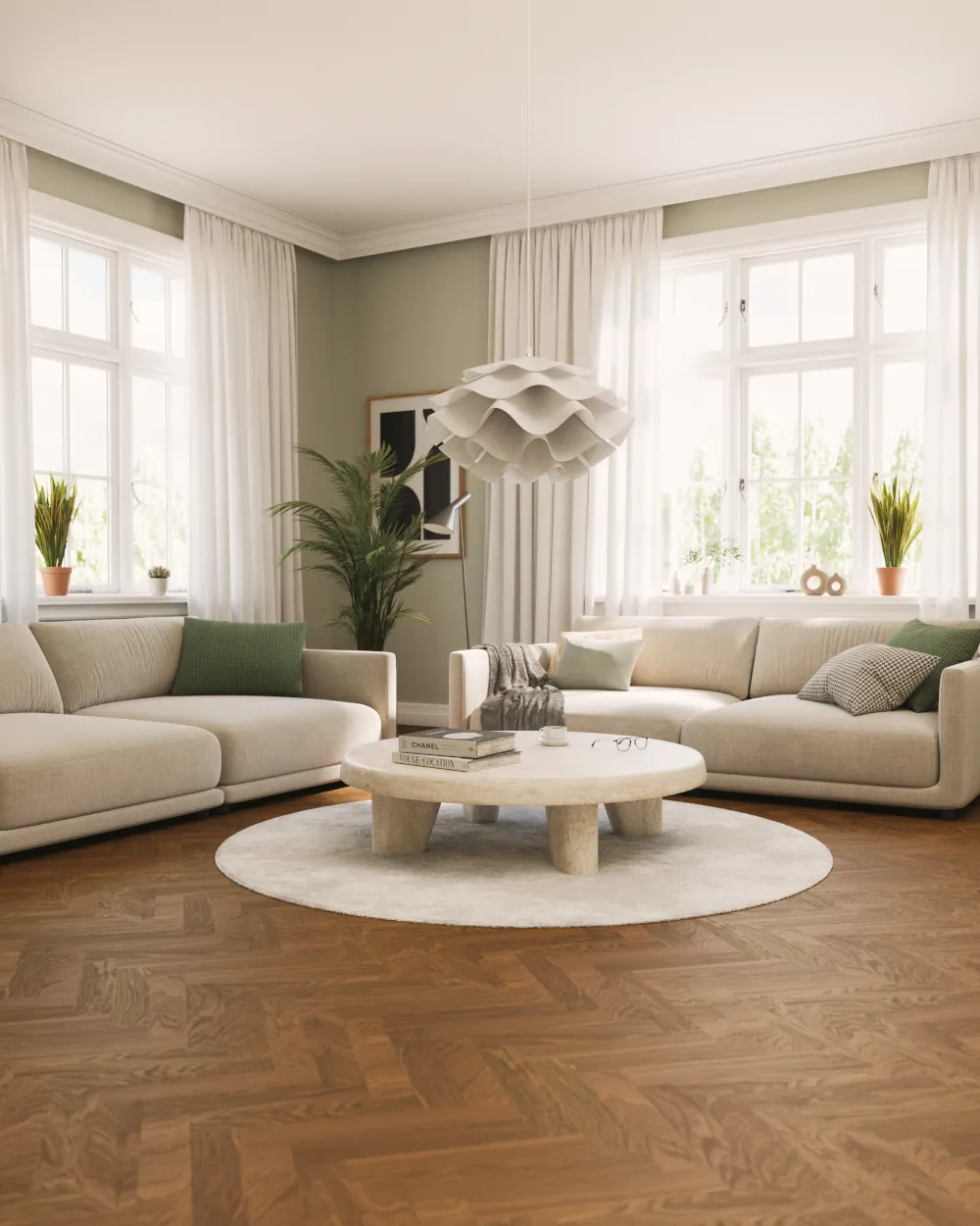 Herringbone Classic Bjelin Hardened Wood Flooring room scene