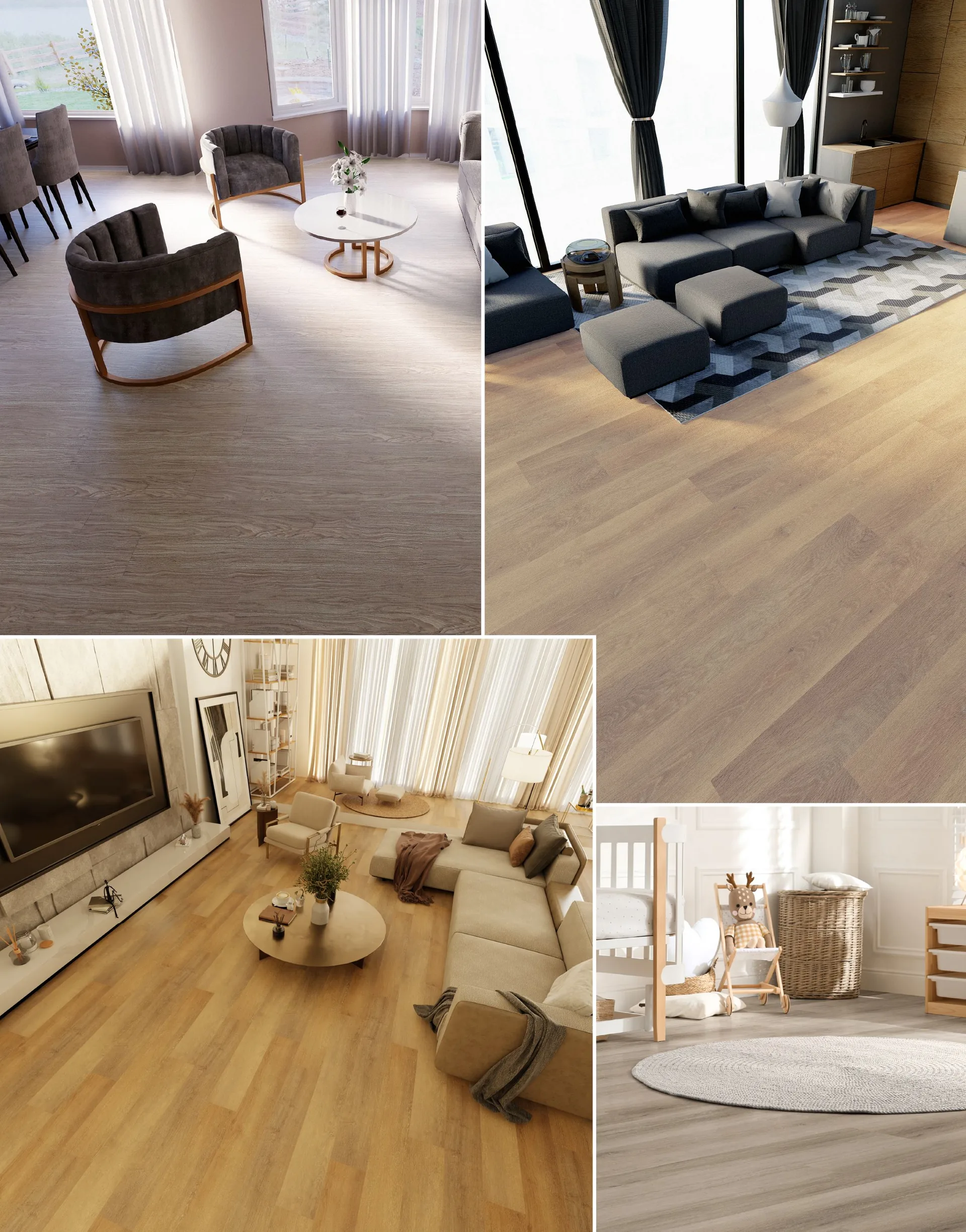 Room scenes featuring East Coast Collection flooring colors