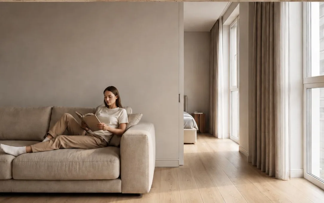A quiet apartment below, with the same flooring