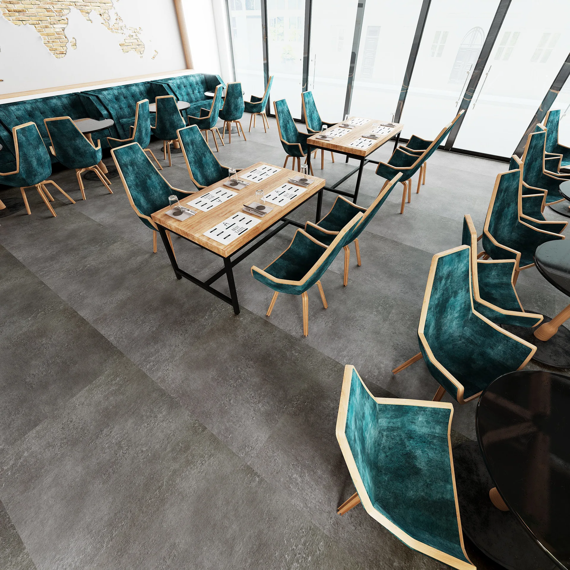 Signature Collection flooring in a restaurant dining area