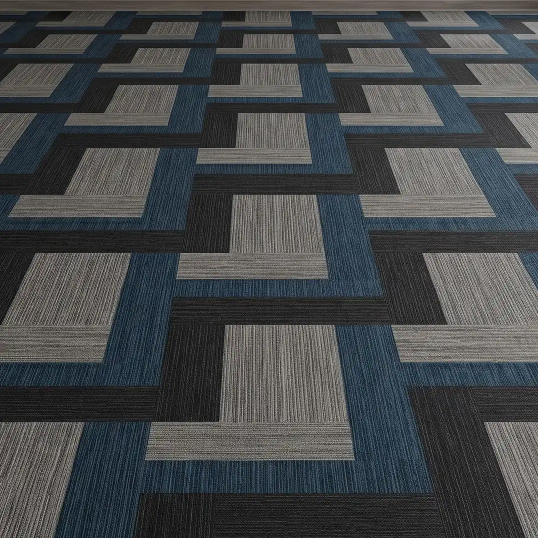 Geometric pattern mixing woven vinyl colors