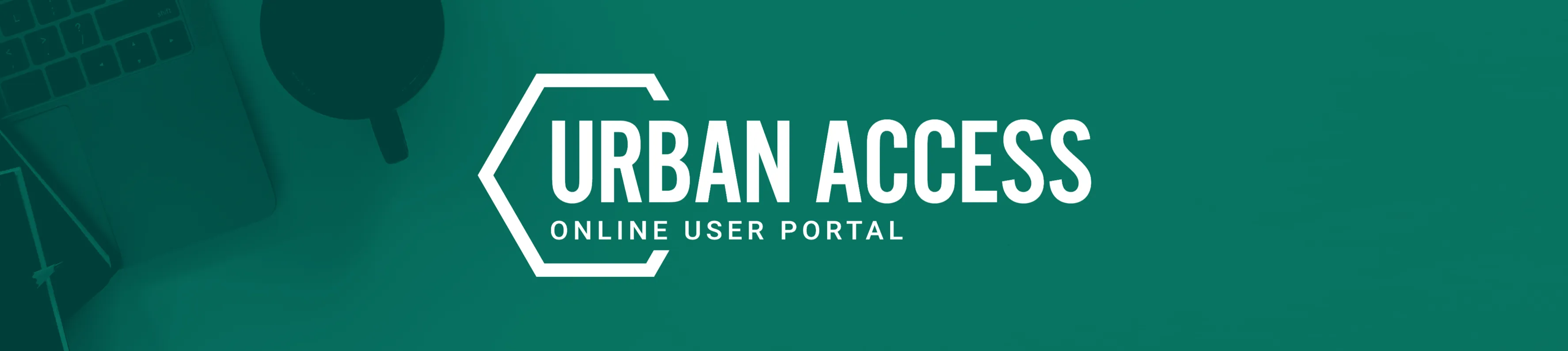 Urban Access logo on teal background.